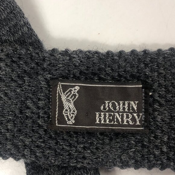 JOHN HENRY Gray Knit Tie Wool Blend Square Bottom Slim Vintage Men's Necktie USA - Picture 6 of 6